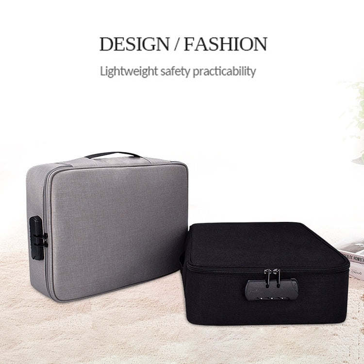 ZJ02 Waterproof Polyester Multi-layer Document Storage Bag Laptop Bag for All Sizes of Laptops, with Password Lock(Grey) - 14.1 inch by PMC Jewellery | Online Shopping South Africa | PMC Jewellery | Buy Now Pay Later Mobicred