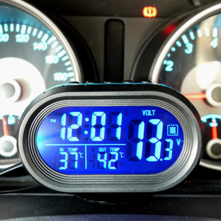 VST-7009V 4 In 1 Digital Car Thermometer Voltage Meter Luminous Clock Tester Detector LCD Monitor Back light(Blue Light) - Clocks & Car Meters by PMC TechLife | Online Shopping South Africa | PMC TechLife | Buy Now Pay Later Mobicred
