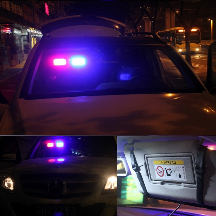 High qulaity DC 12V,9W LED Waterproof Car Sunshade Red Light And Blue Light Warning Lights Strobe Emergency Lights Flashing Light with 12 Kinds Flash Patterns - Warning Lights by PMC TechLife | Online Shopping South Africa | PMC TechLife | Buy Now Pay Later Mobicred