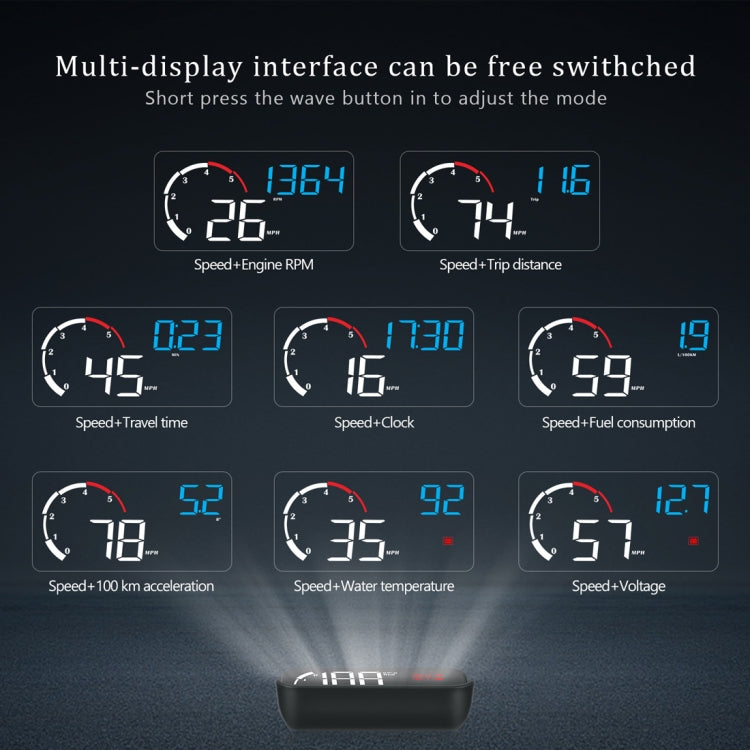 M10 3.5 inch Universal Car OBD2 HUD Vehicle-mounted Head Up Display (Blue) - Head Up Display System by PMC TechLife | Online Shopping South Africa | PMC TechLife | Buy Now Pay Later Mobicred