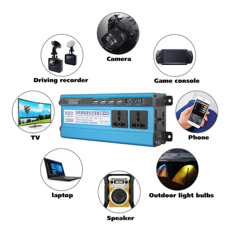 Carmaer 12V to 220V 2200W Three Socket Car Double Digital Display Inverter Household Power Converter - Modified Square Wave by PMC TechLife | Online Shopping South Africa | PMC TechLife | Buy Now Pay Later Mobicred