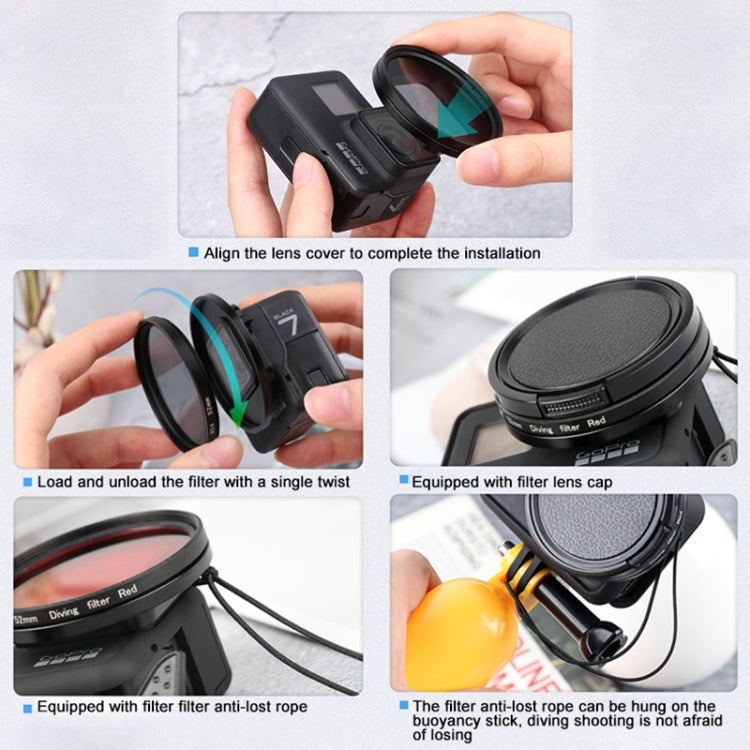 RUIGPRO for GoPro HERO 7/6 /5 Professional 52mm 8X Star Effect Lens Filter with Filter Adapter Ring & Lens Cap - Lens Filter by RUIGPRO | Online Shopping South Africa | PMC TechLife | Buy Now Pay Later Mobicred