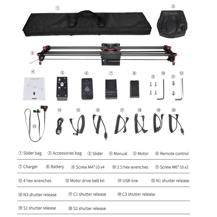 YELANGU L80TC 80cm Electrical Slide Rail Track with 2.4GHz Remote Control for SLR Cameras / Video Cameras (Black) - free shipping - PMC TechLife - Order now!