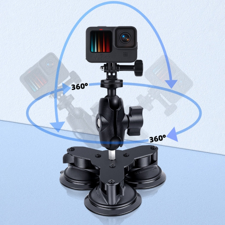 Dual Suction Cup Mount Holder with Tripod Adapter & Screw & Phone Clamp & Anti-lost Silicone Net for for GoPro, Insta360, DJI and Other Action Cameras, Smartphones(Black) - Holder by PMC TechLife | Online Shopping South Africa | PMC TechLife | Buy Now Pay Later Mobicred