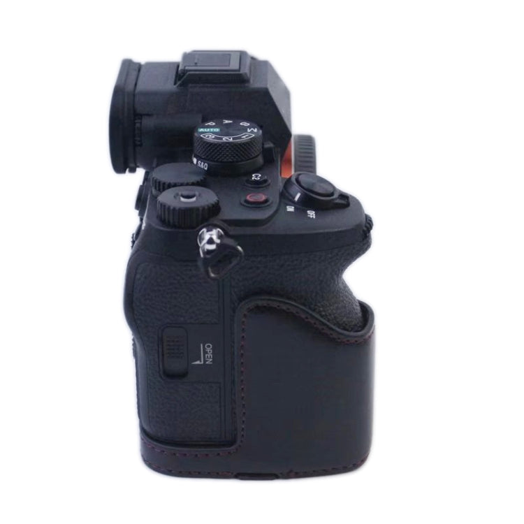 1/4 inch Thread PU Leather Camera Half Case Base for Sony A7 IV (Black) - free shipping - PMC TechLife - Order now!