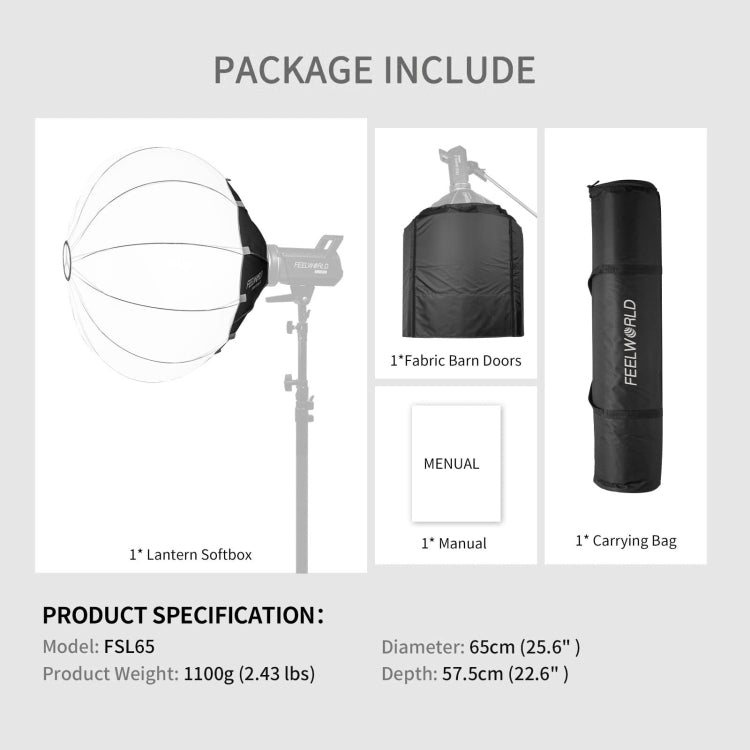 FEELWORLD FSL65 65cm Lantern Softbox Quick Release Diffuser with Bowens Mount - free shipping - PMC TechLife - Order now!