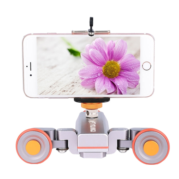 YELANGU L4X Camera 3-wheel Dolly II Electric Track Slider 3-Wheel Video Pulley Rolling Dolly Car with Remote Control for DSLR / Home DV Cameras, GoPro, Smartphones, Load: 3kg(Grey) - free shipping - PMC TechLife - Order now!