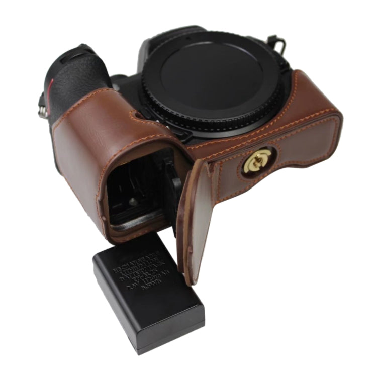 1/4 inch Thread PU Leather Camera Half Case Base for Nikon Z50(Brown) - free shipping - PMC TechLife - Order now!