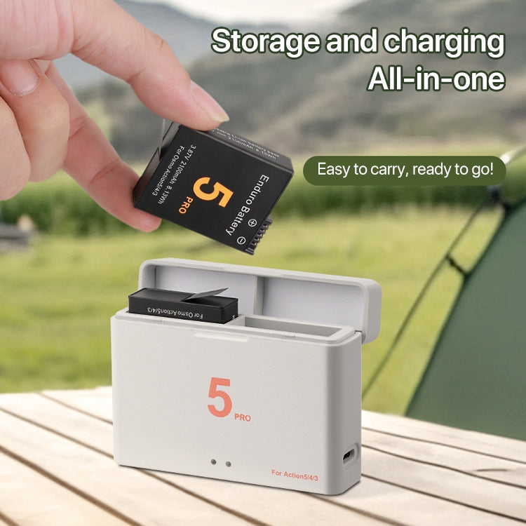For DJI Osmo Action 5 Pro / 4 / 3 Battery Charger Box Dual-Slot Batteries Charger (White) - free shipping - PMC TechLife - Order now!