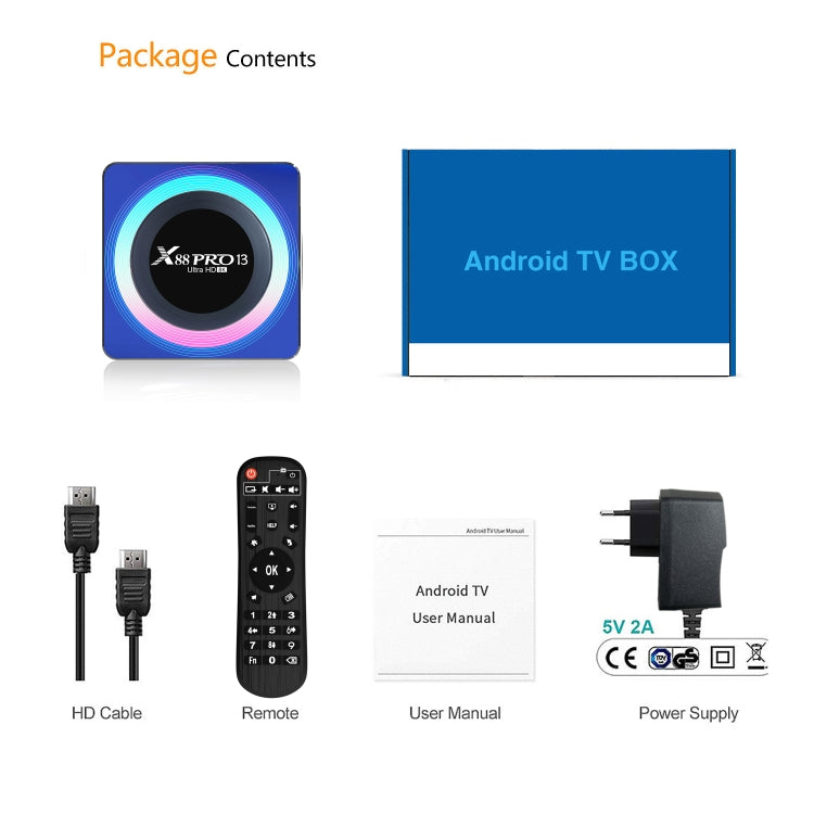 Acrylic X88 Pro 13 8K Ultra HD Android 13.0 Smart TV Box with Remote Control, RK3528 Quad-Core, 4G+64GB (US Plug) - Others by PMC TechLife | Online Shopping South Africa | PMC TechLife | Buy Now Pay Later Mobicred