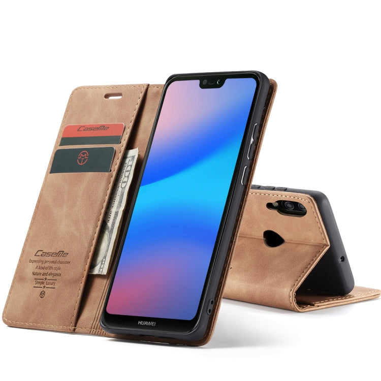 CaseMe-013 Multifunctional Horizontal Flip Leather Case with Card Slot & Holder for Huawei P20 Lite(Brown) - Huawei Cases by CaseMe | Online Shopping South Africa | PMC Jewellery | Buy Now Pay Later Mobicred