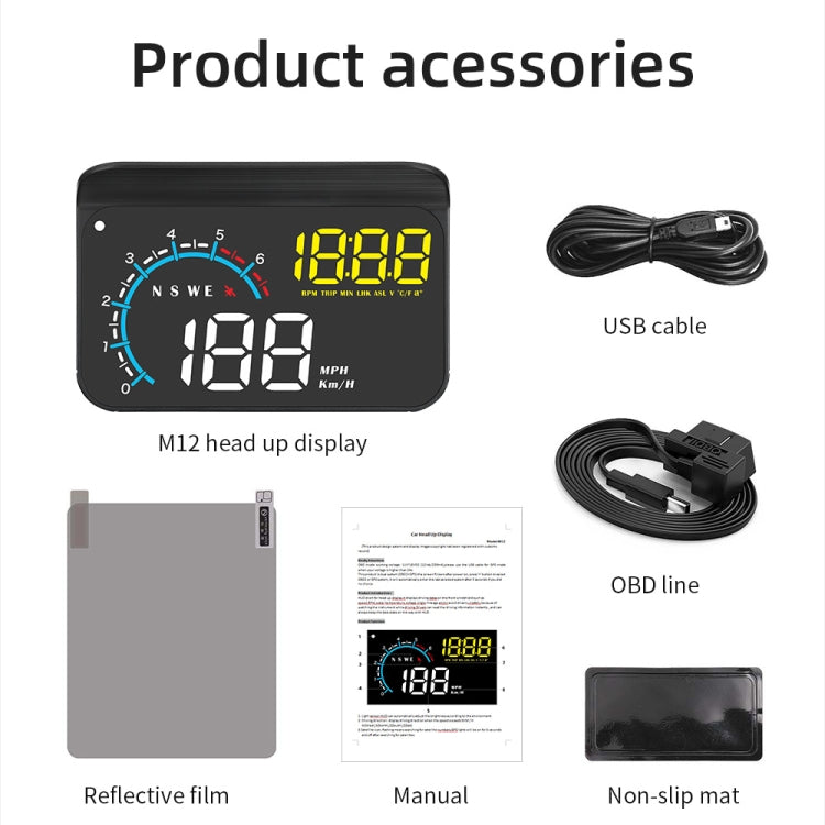 M12 OBD2 + GPS Mode Car Head-up Display HUD Overspeed / Speed / Water Temperature / Low Voltage / Fault Alarm - Head Up Display System by PMC TechLife | Online Shopping South Africa | PMC TechLife | Buy Now Pay Later Mobicred