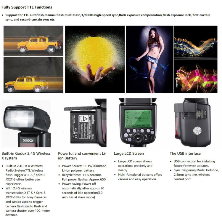 Godox V860IIS 2.4GHz Wireless 1/8000s HSS Flash Speedlite Camera Top Fill Light for Sony DSLR Cameras(Black) - free shipping - PMC TechLife - Order now!
