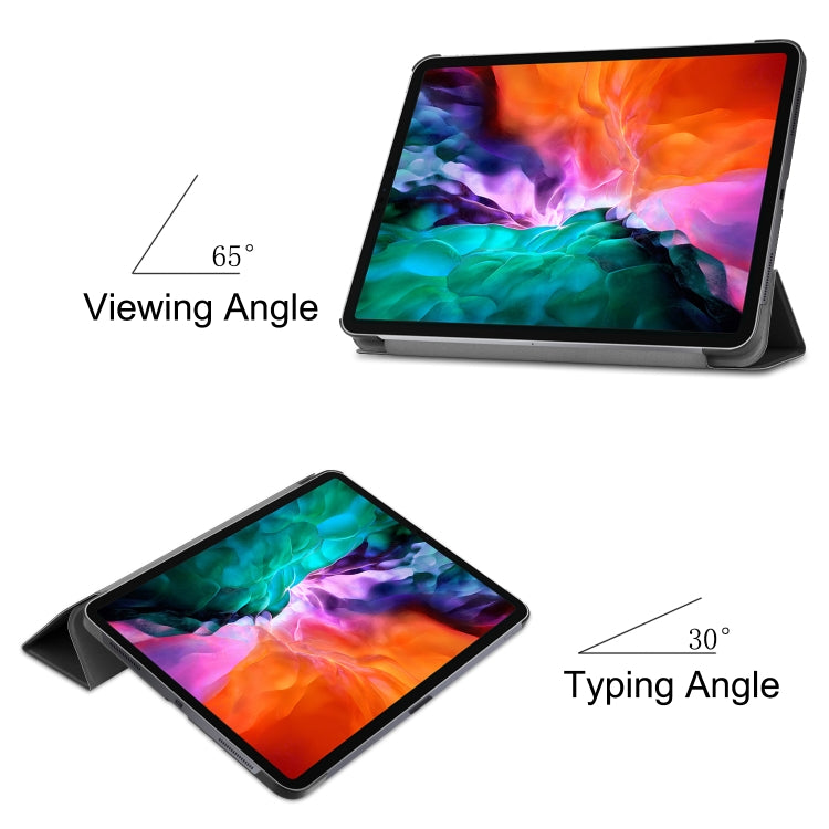 For iPad Air 13 2024 / Pro 12.9 2022 Custer Texture 3-folding Smart Leather Tablet Case(Black) - iPad Pro 12.9 (2022/2021) Cases by PMC TechLife | Online Shopping South Africa | PMC TechLife | Buy Now Pay Later Mobicred