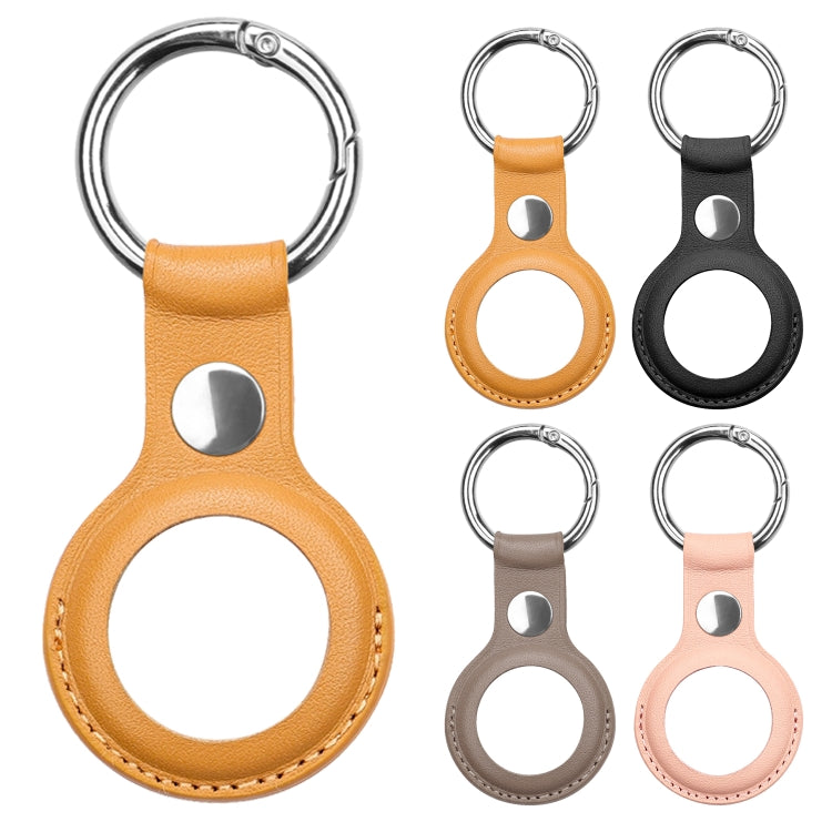 Anti-scratch Top-layer Cowhide Leather Case Cover with Switchable Keychain Ring for AirTag(Rose Pink) - Key Chain Series by PMc TechLife | Online Shopping South Africa | PMc TechLife | Buy Now Pay Later Mobicred