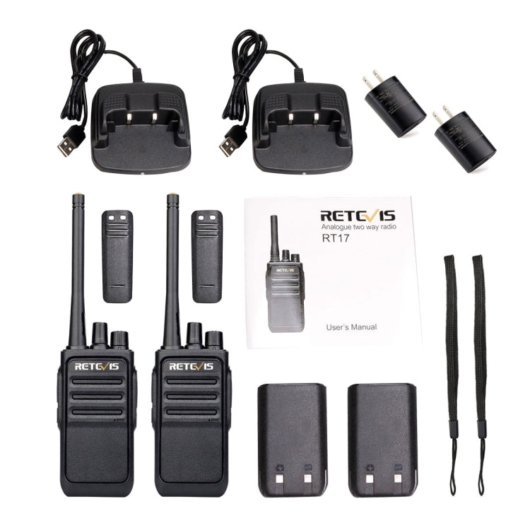 1 Pair RETEVIS RT17 2W 16CHS FRS Two Way Radio Handheld Walkie Talkie, US Plug(Black) - free shipping - PMC Jewellery - Order now!