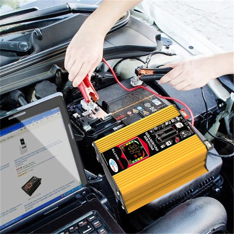Tang III Generation 12V to 220V 6000W Modified Square Wave Car Power Inverter with LCD Display & Dual USB(Yellow) - free shipping - PMC TechLife - Order now!