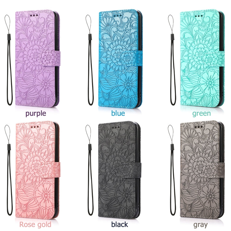 For Samsung Galaxy A32 4G Skin Feel Embossed Sunflower Horizontal Flip Leather Case with Holder & Card Slots & Wallet & Lanyard(Green) - Galaxy Phone Cases by PMC TechLife | Online Shopping South Africa | PMC TechLife
