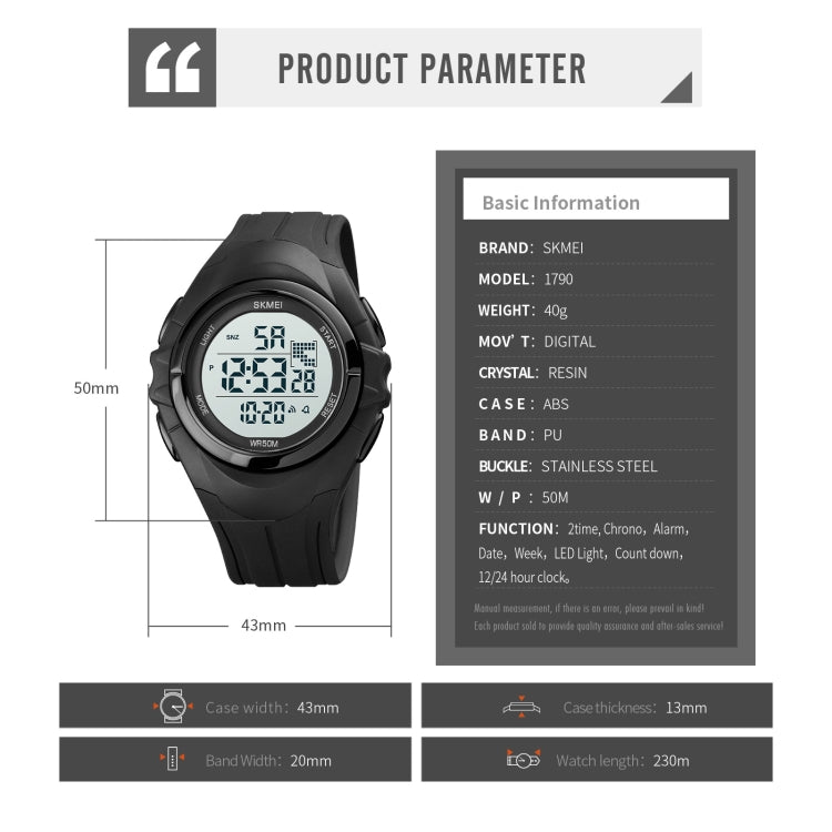 SKMEI 1790 Triplicate Round LED Dual Time Digital Display Luminous Electronic Watch for Men(Silver Black) - free shipping - PMC TechLife - Order now!