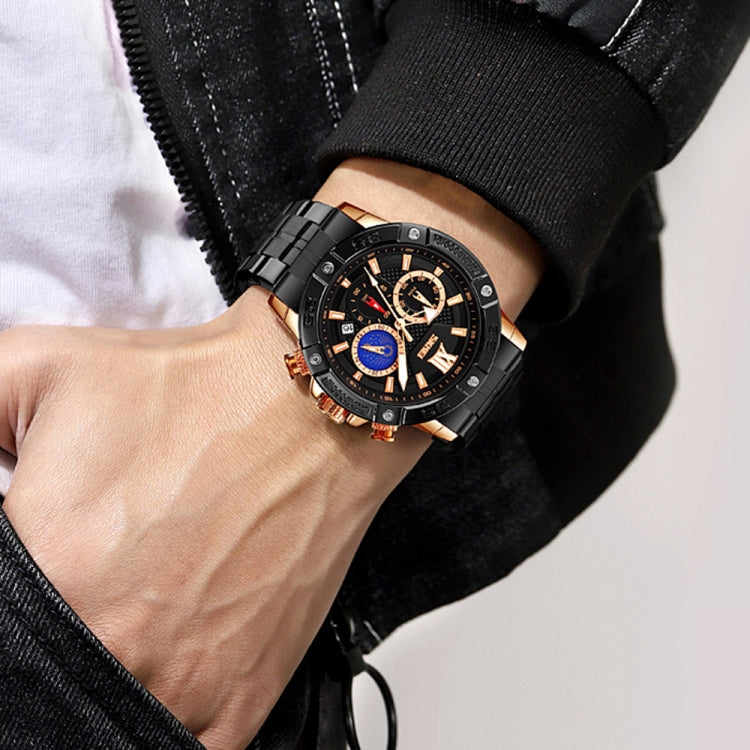 SKMEI 9235 Men Moonphase Stopwatch Stainless Steel Strap Quartz Watch(Silver Black) - free shipping - PMC TechLife - Order now!