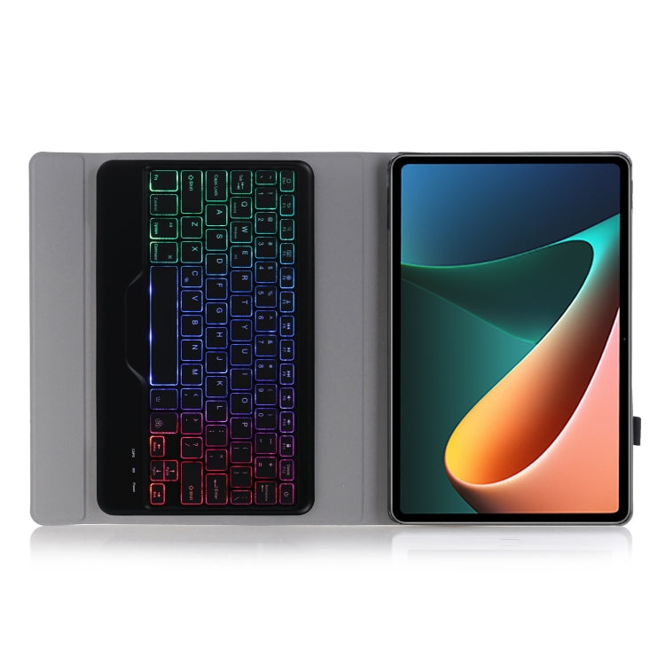 A0N5BS Ultra-thin Tri-color Backlight Detachable Lambskin Texture TPU Bluetooth Keyboard Leather Tablet Case with Holder For Xiaomi Pad 5 / 5 Pro(Pink) - Xiaomi Keyboard by PMC TechLife | Online Shopping South Africa | PMC TechLife | Buy Now Pay Later Mobicred