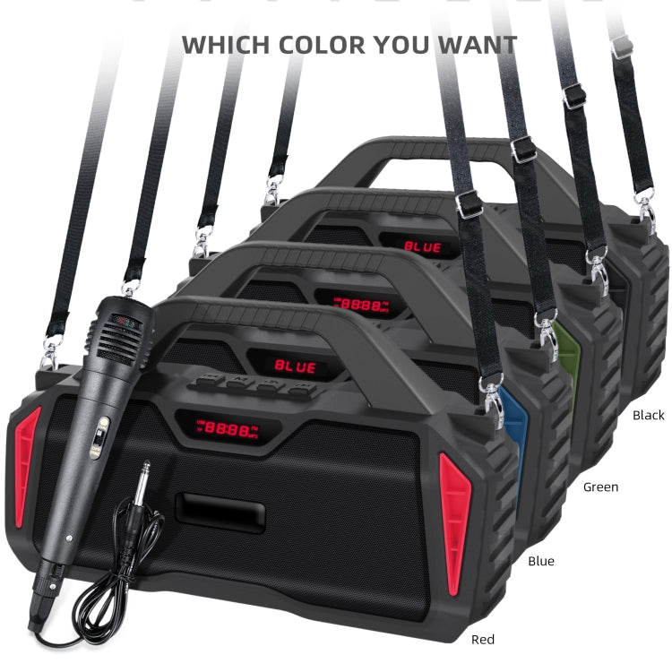 New Rixing NR-6011M Bluetooth 5.0 Portable Outdoor Karaoke Wireless Bluetooth Speaker with Microphone & Shoulder Strap(Red) - free shipping - PMC Jewellery - Order now!