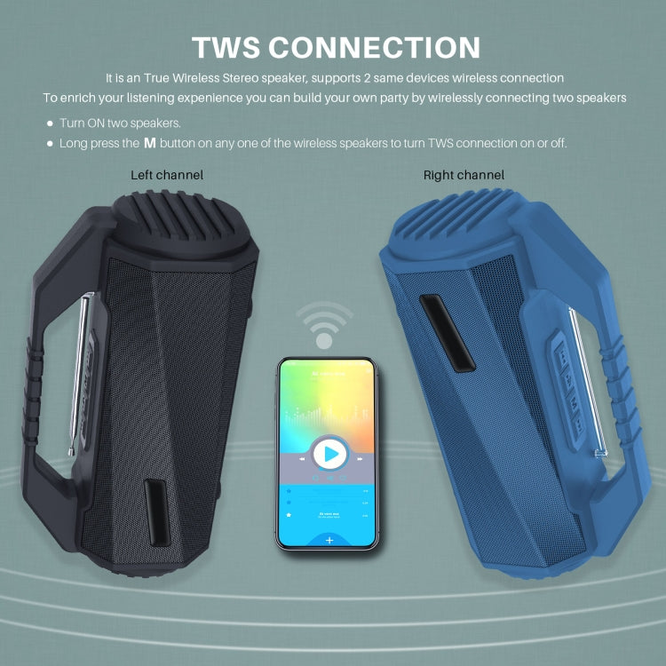 NewRixing NR-4025FM with Screen Outdoor Splash-proof Water Portable Bluetooth Speaker, Support Hands-free Call / TF Card / FM / U Disk(Blue) - free shipping - PMC Jewellery - Order now!