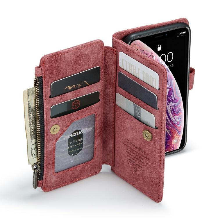 For iPhone X / XS CaseMe-C30 PU + TPU Multifunctional Horizontal Flip Leather Case with Holder & Card Slot & Wallet & Zipper Pocket(Red) - More iPhone Cases by CaseMe | Online Shopping South Africa | PMC Jewellery | Buy Now Pay Later Mobicred