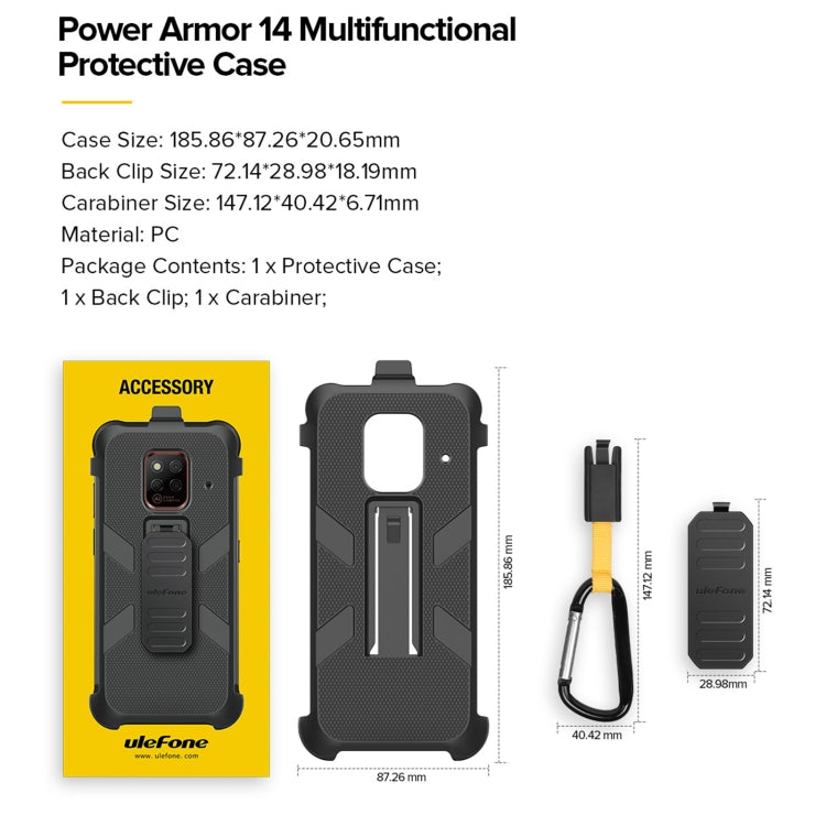 For Ulefone Power Armor 14 Ulefone Multifunctional TPU + PC Protective Case with Back Clip & Carabiner - free shipping - PMC Jewellery - Order now!