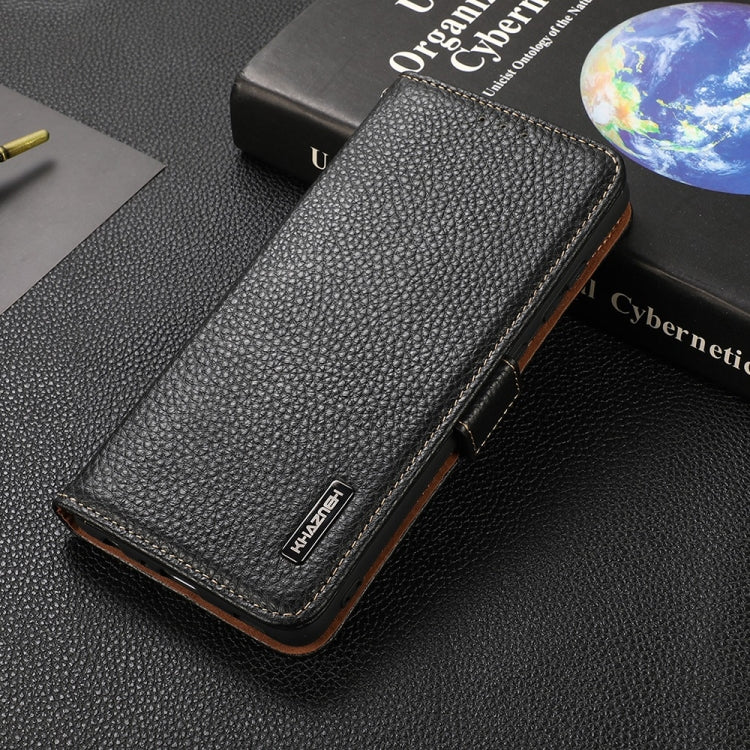 For Sony Xperia 10 III KHAZNEH Side-Magnetic Litchi Genuine Leather RFID Case(Black) - Sony Cases by PMC TechLife | Online Shopping South Africa | PMC TechLife | Buy Now Pay Later Mobicred