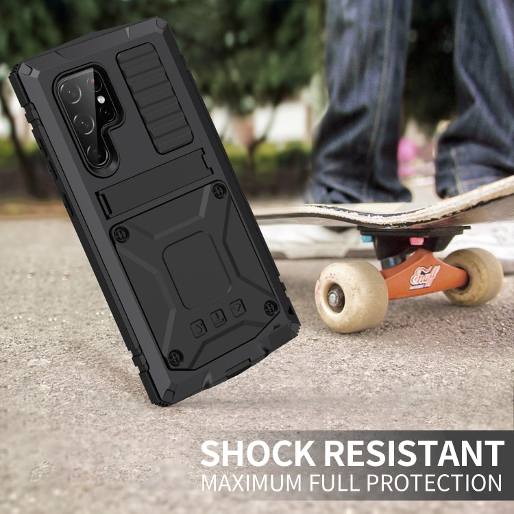For Samsung Galaxy S22 Ultra 5G R-JUST Metal + Silicone Holder Phone Case(Black) - free shipping - PMC TechLife - Order now!