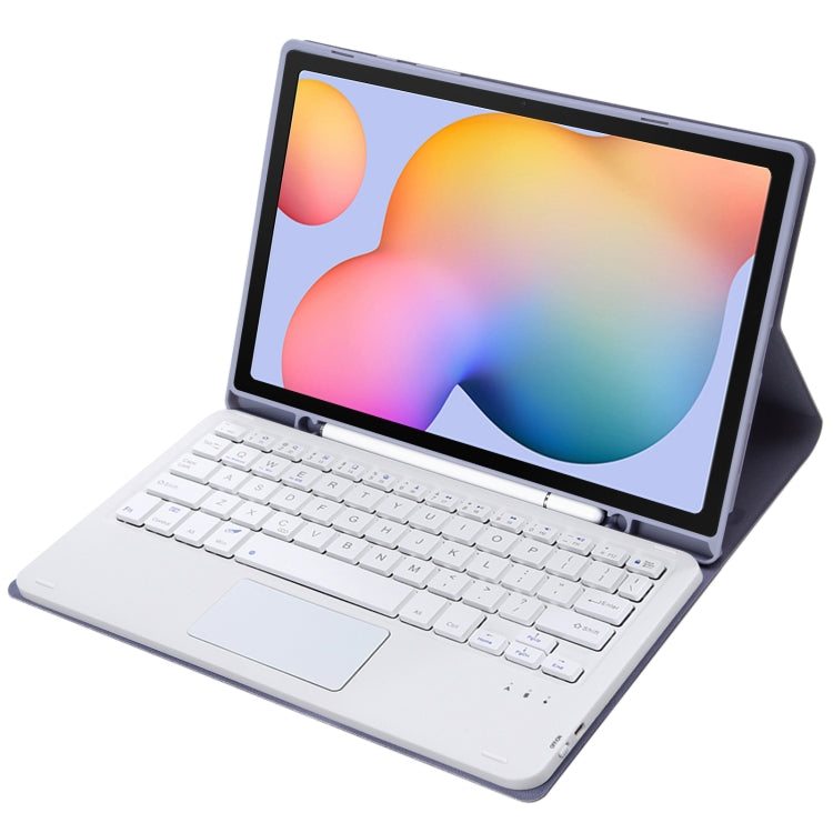 A610B-A Candy Color Bluetooth Keyboard Leather Case with Pen Slot & Touchpad For Samsung Galaxy Tab S6 Lite 10.4 inch SM-P610 / SM-P615(Purple) - Samsung Keyboard by PMC TechLife | Online Shopping South Africa | PMC TechLife