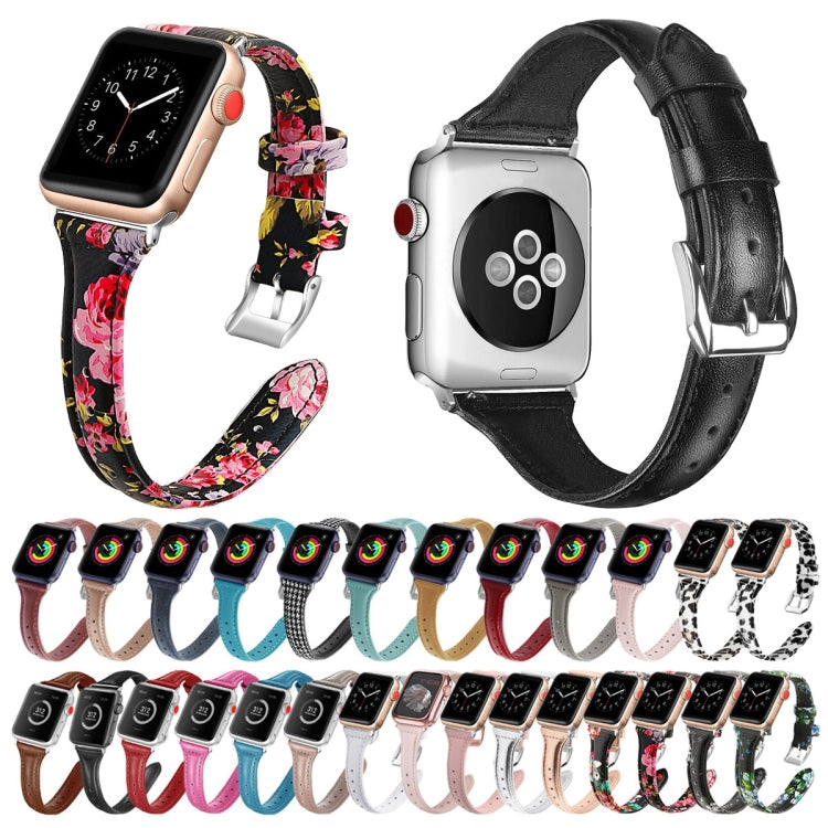 Genuine Leather Watch Band For Apple Watch Ultra 49mm&Watch Ultra 2 49mm / Series 9&8&7 45mm / SE 3&SE 2&6&SE&5&4 44mm / 3&2&1 42mm(Houndstooth) - Watch Bands by PMC TechLife | Online Shopping South Africa | PMC TechLife | Buy Now Pay Later Mobicred
