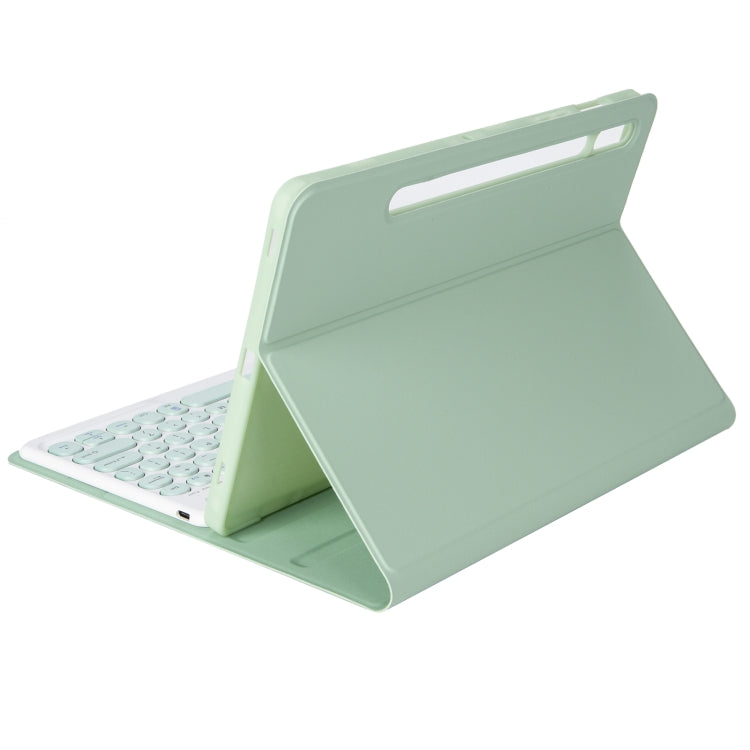 YA08B Candy Color Skin Feel Texture Round Keycap Bluetooth Keyboard Leather Case For Samsung Galaxy Tab A8 10.5 2021 SM-X200 / SM-X205(Light Green) - Samsung Keyboard by PMC TechLife | Online Shopping South Africa | PMC TechLife