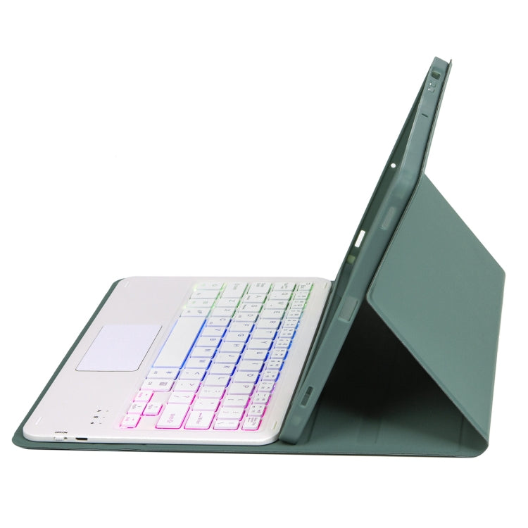 T11B-AS Skin Feel Pen Slot Touch Pad Backlight Bluetooth Keyboard Leather Tablet Case For iPad Pro 11 2021&2020&2018(Dark Green) - For iPad Pro by PMC TechLife | Online Shopping South Africa | PMC TechLife