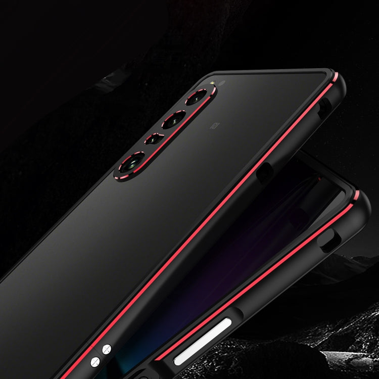 For Sony Xperia 1 IV Aurora Series Lens Protector + Metal Frame Protective Phone Case(Black Red) - Sony Cases by PMC TechLife | Online Shopping South Africa | PMC TechLife | Buy Now Pay Later Mobicred