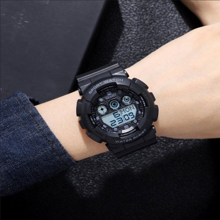 SKMEI 1857 Stainless Steel Buckle PU Strap Waterproof Electronic Watch(Black and White) - free shipping - PMC TechLife - Order now!
