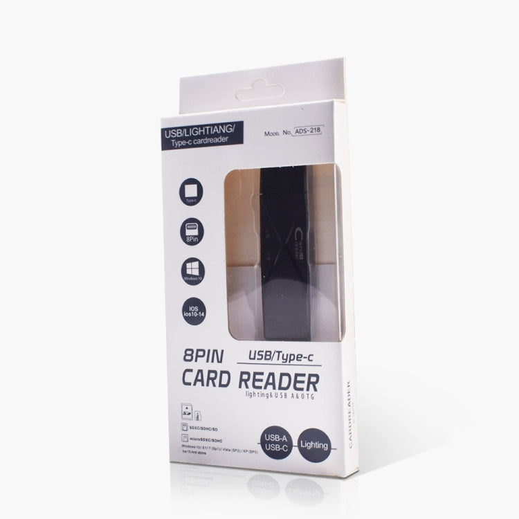 ADS-218 8 Pin+USB+Type-C Multi-function Card Reader(White) - by PMC Jewellery | Online Shopping South Africa | PMC Jewellery | Buy Now Pay Later Mobicred