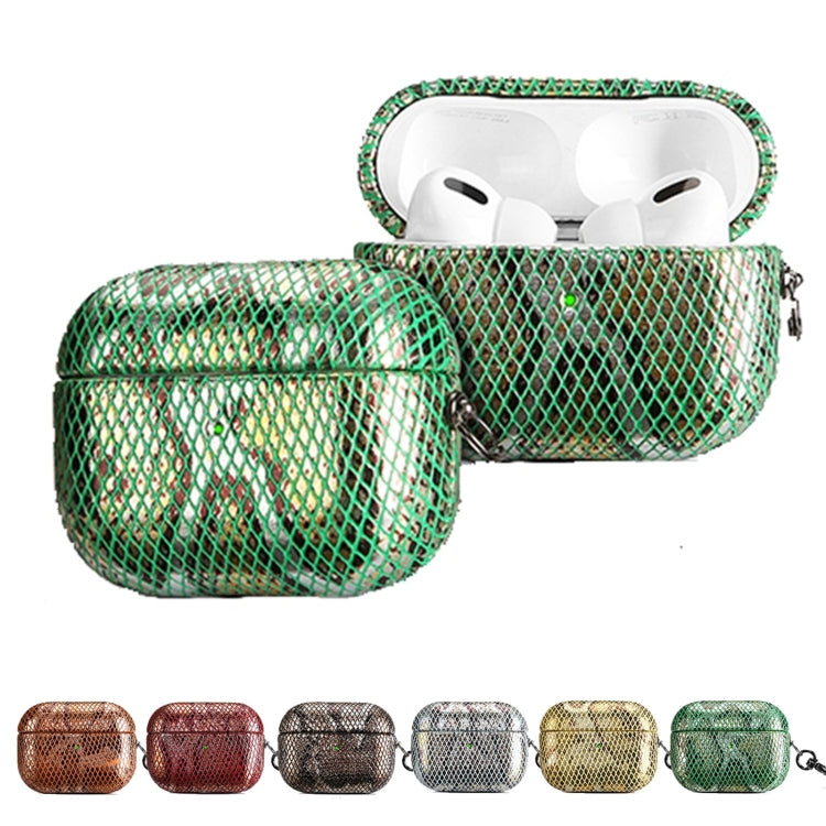 J01 Mesh Snakeskin Headphone Case For AirPods Pro(Silver) - For AirPods Pro by PMc TechLife | Online Shopping South Africa | PMc TechLife | Buy Now Pay Later Mobicred