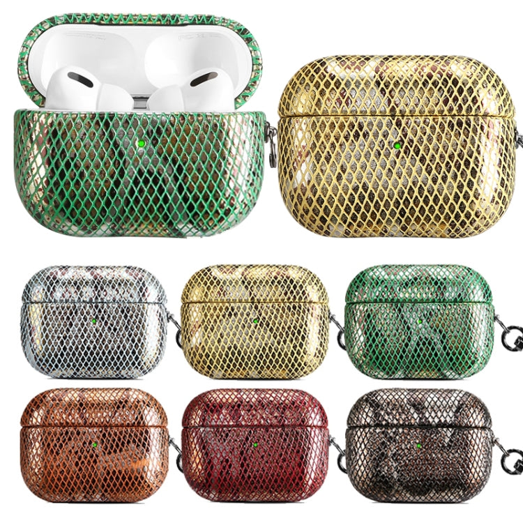 J01 Mesh Snakeskin Headphone Case For AirPods 3(Gold) - For AirPods 3 by PMc TechLife | Online Shopping South Africa | PMc TechLife | Buy Now Pay Later Mobicred