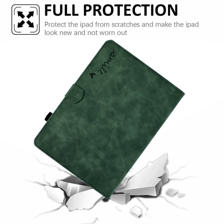 For Lenovo Tab M10 Embossed Smile Flip Tablet Leather Case(Green) - Lenovo by PMC TechLife | Online Shopping South Africa | PMC TechLife | Buy Now Pay Later Mobicred