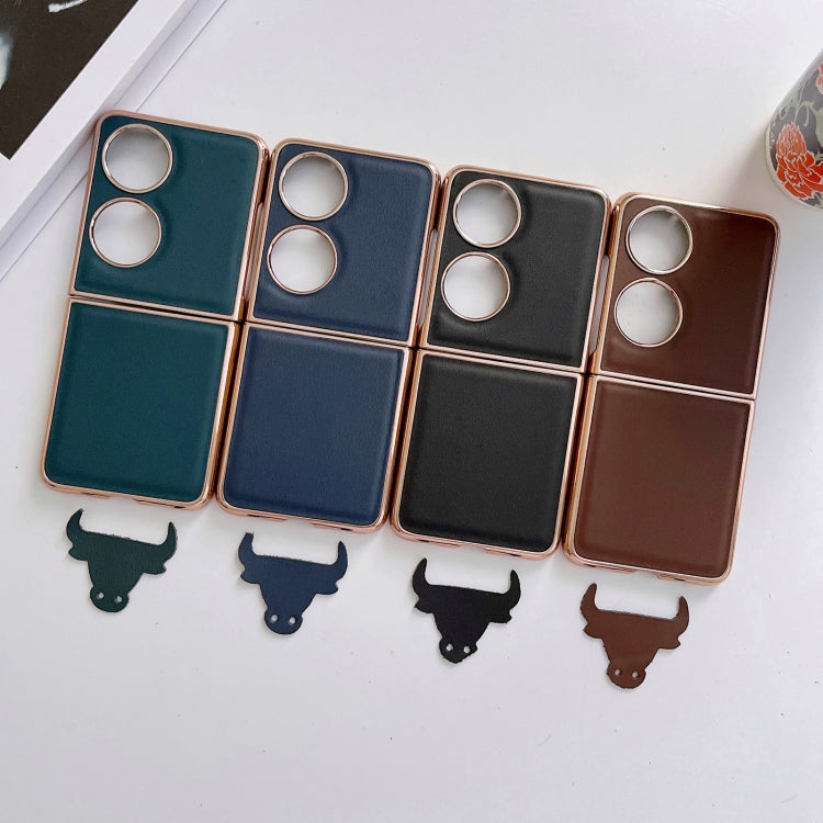 For Huawei P50 Pocket Genuine Leather Xiaoya Series Nano Plating Phone Case(Black) - free shipping - PMC TechLife - Order now!