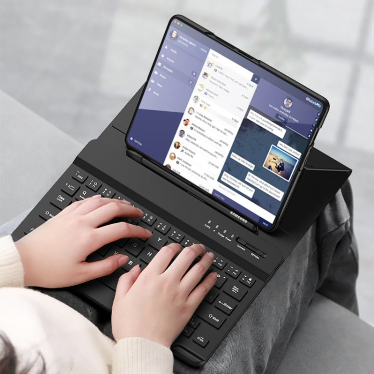 For Samsung Galaxy Z Fold4 5G Magnetic Folding Bluetooth Keyboard Leather Case(Dark Green) - Samsung Keyboard by PMC TechLife | Online Shopping South Africa | PMC TechLife