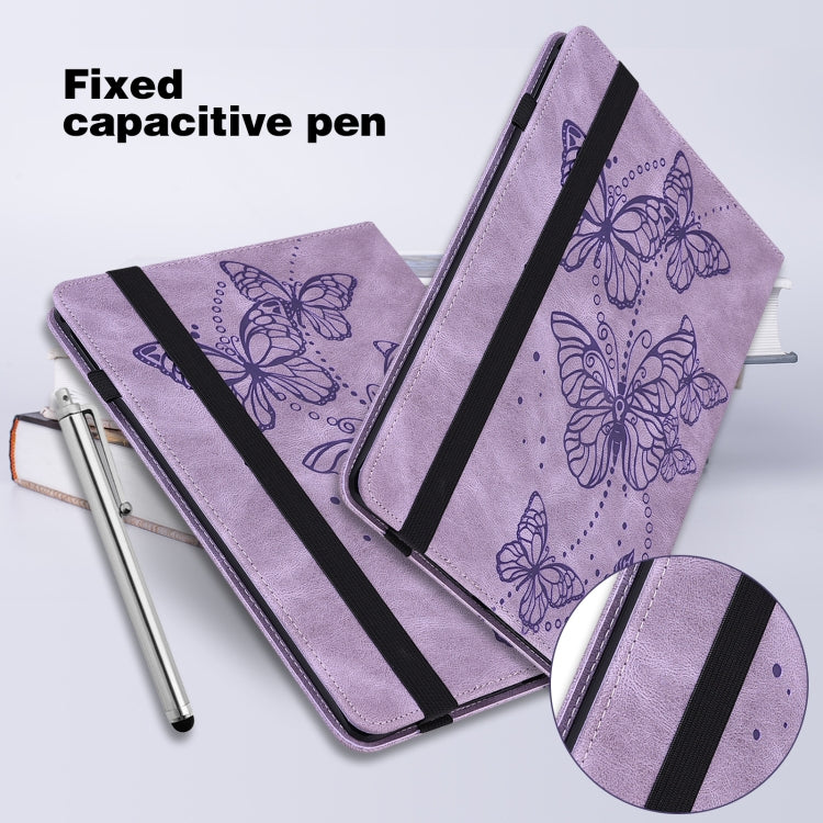 For Lenovo Tab M10 3rd Gen Embossed Butterfly Pattern Leather Tablet Case(Purple) - Lenovo by PMC TechLife | Online Shopping South Africa | PMC TechLife | Buy Now Pay Later Mobicred