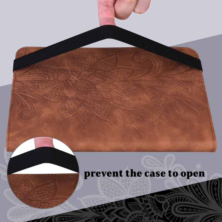 For OPPO Pad Air 2022 Lace Flower Embossing Pattern Leather Tablet Case(Brown) - OPPO by PMC TechLife | Online Shopping South Africa | PMC TechLife | Buy Now Pay Later Mobicred