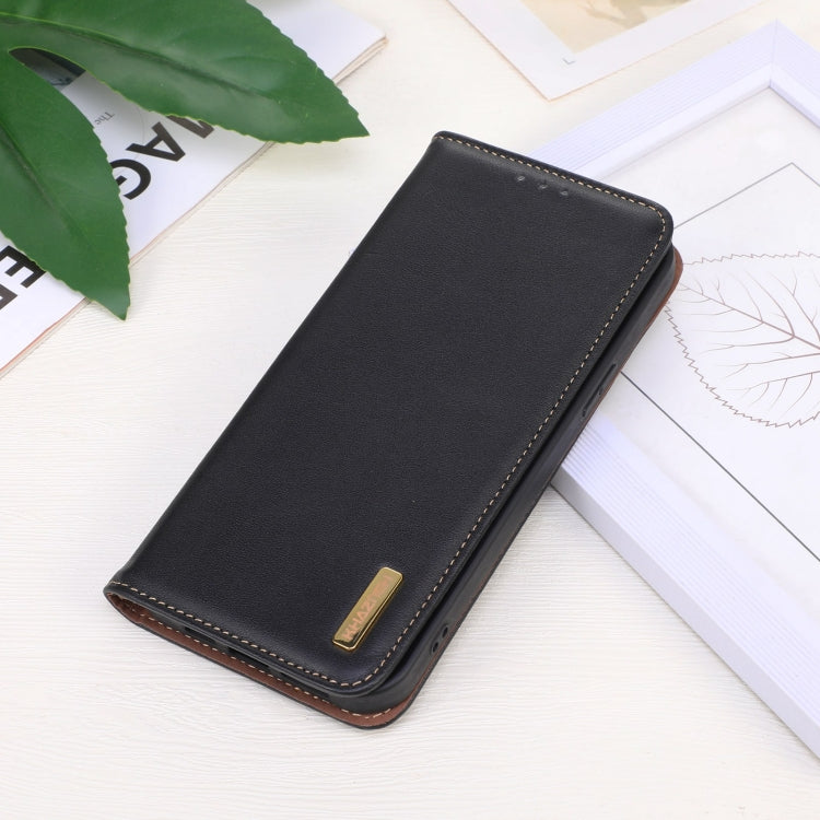 For Motorola Moto E13 4G 2023 KHAZNEH Nappa Top Layer Cowhide Leather Phone Case(Black) - free shipping - PMC TechLife - Order now!