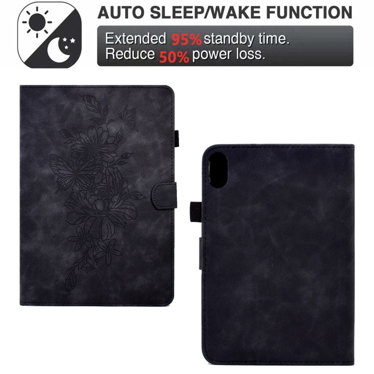For Lenovo Tab P11 Peony Butterfly Embossed Leather Smart Tablet Case(Black) - Lenovo by PMC TechLife | Online Shopping South Africa | PMC TechLife | Buy Now Pay Later Mobicred