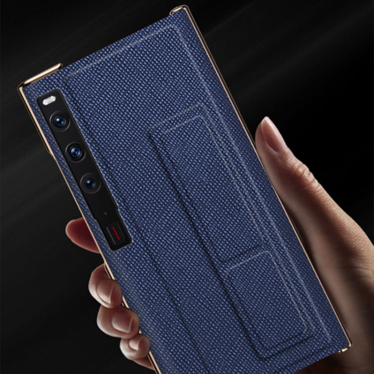 For Huawei Mate Xs 2 Electroplated Cross Pattern Leather All-inclusive Phone Case with Stand(Charm Red Black) - Huawei Cases by PMC TechLife | Online Shopping South Africa | PMC TechLife | Buy Now Pay Later Mobicred
