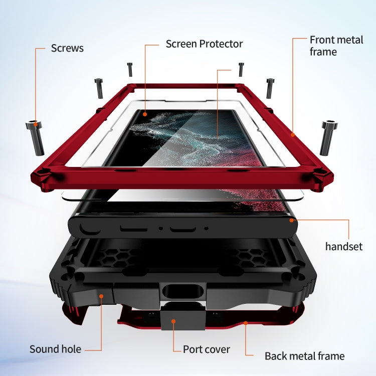 For Samsung Galaxy S22 Ultra 5G R-JUST RJ-56 3rd Gen Life Waterproof Dustproof Shockproof Phone Case(Red) - free shipping - PMC TechLife - Order now!
