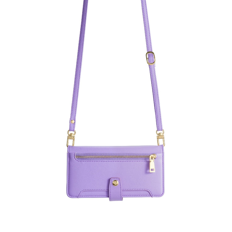 For Nokia C32 Sheep Texture Cross-body Zipper Wallet Leather Phone Case(Purple) - Nokia Cases by PMC TechLife | Online Shopping South Africa | PMC TechLife | Buy Now Pay Later Mobicred